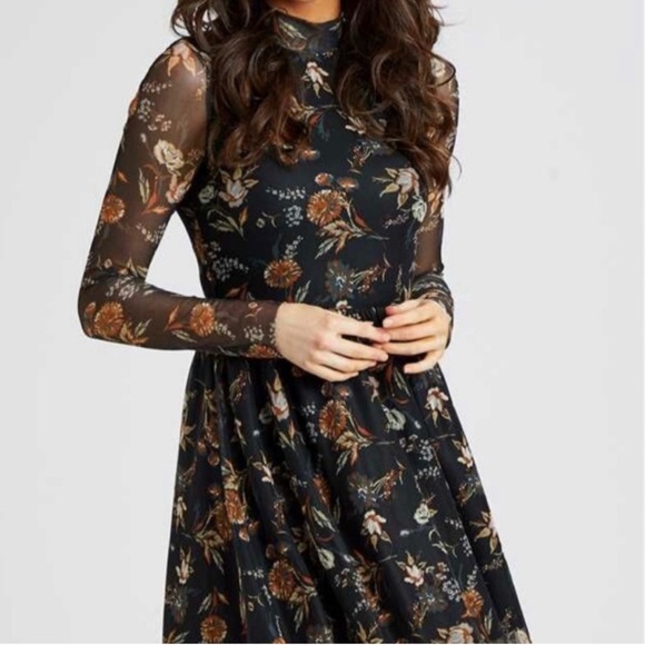 Altar'd State Dresses & Skirts - New! Altar'd State Diya Floral Mesh Mini Dress Black Rust White Size Medium
